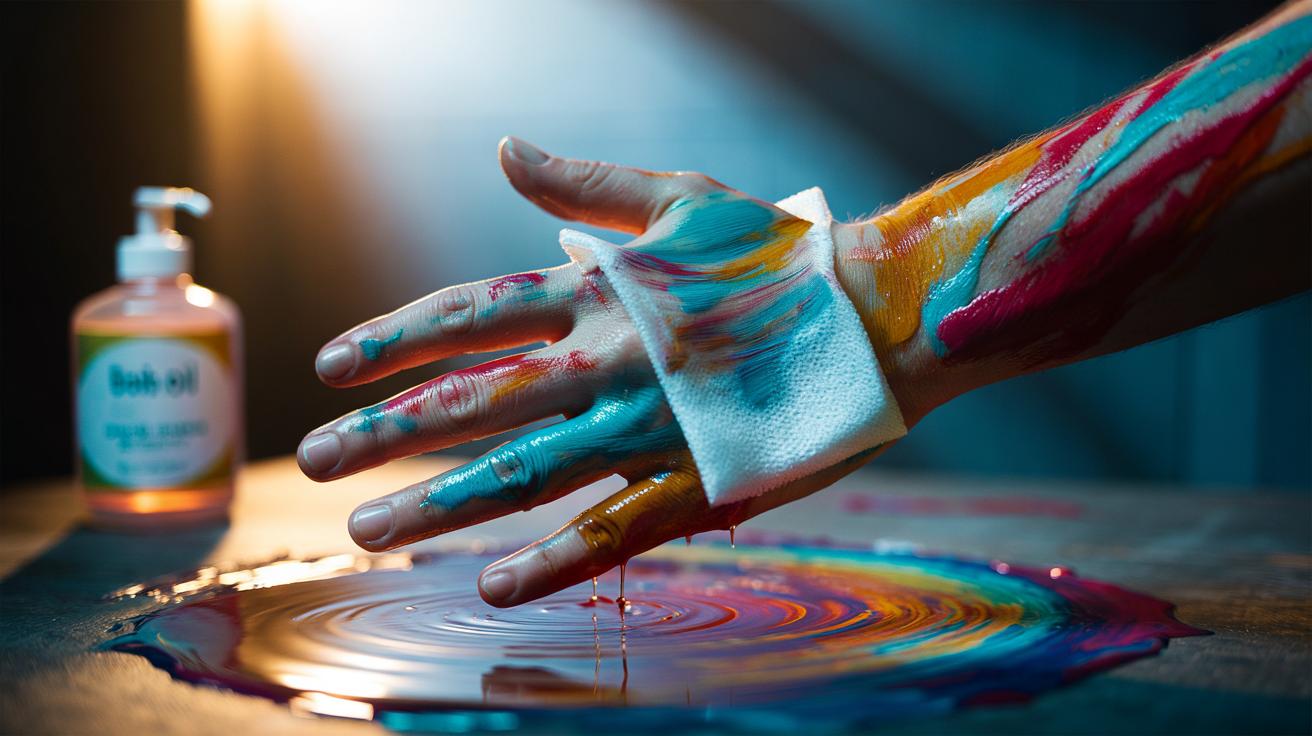 The baby oil wipe that removes paint from skin fast : how gentle oils dissolve without irritation