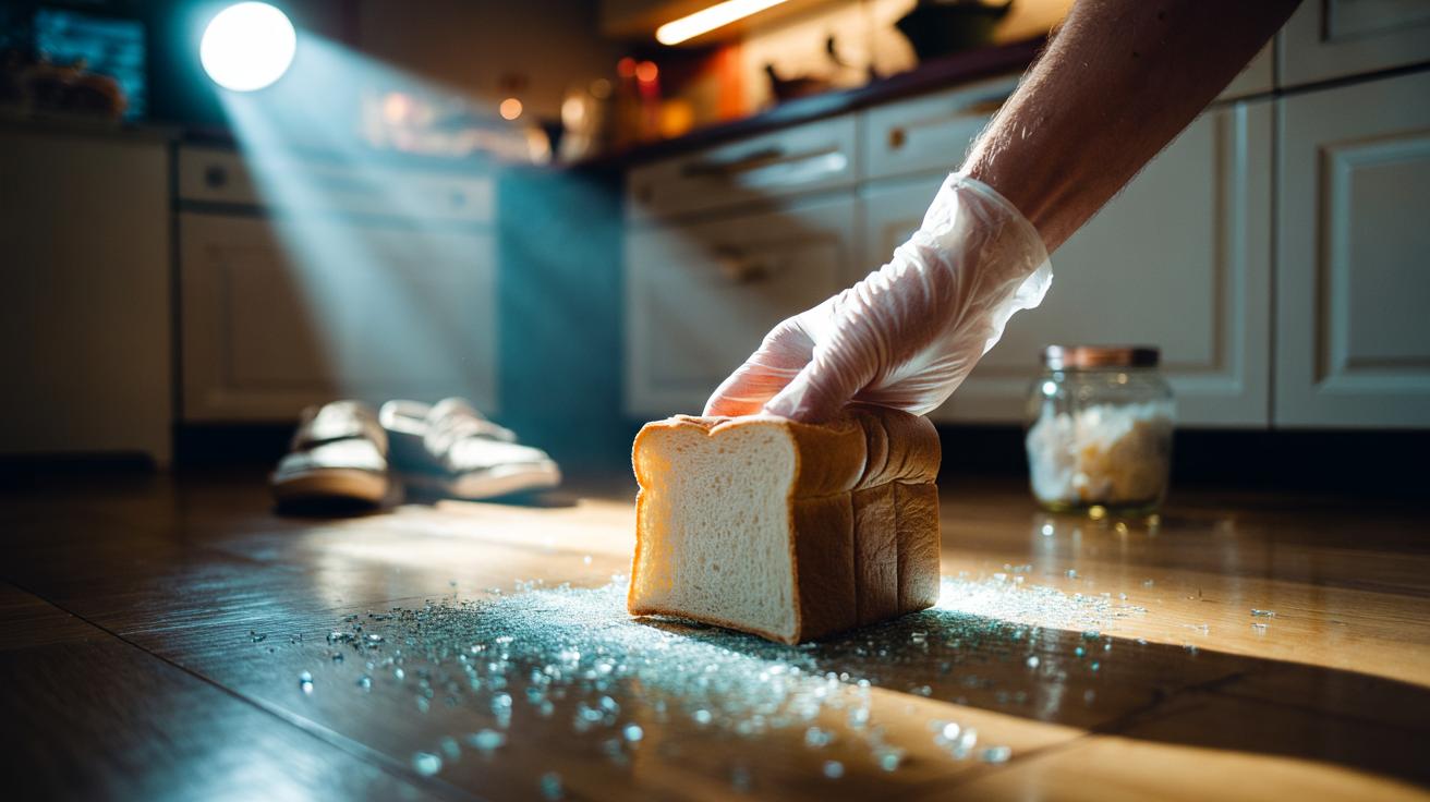 The bread trick that picks up tiny glass shards safely : how soft crumbs trap sharp fragments