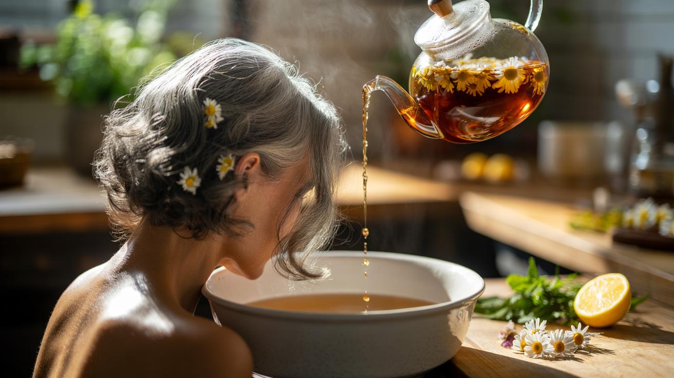 The chamomile tea soak that turns grey hair golden again : how natural pigments softly warm tones