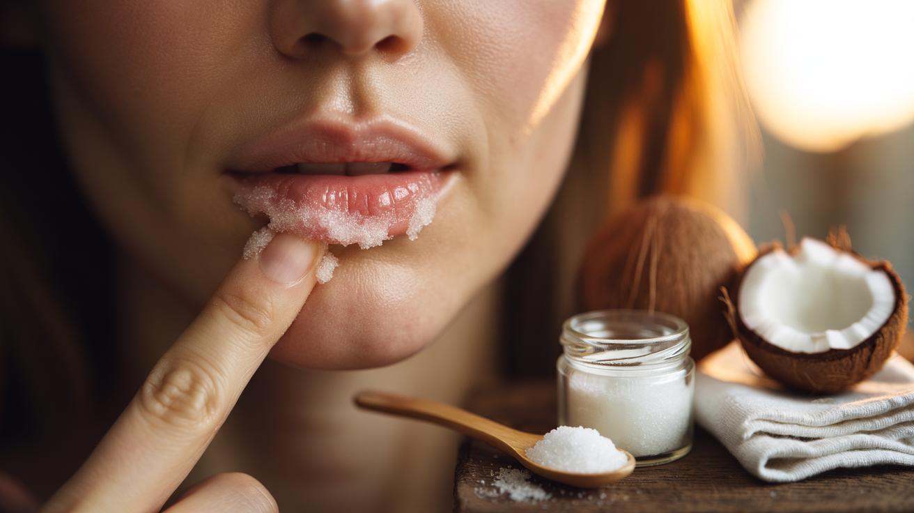 The coconut oil + sugar scrub that removes dead lip skin : how gentle exfoliation heals cracks in days