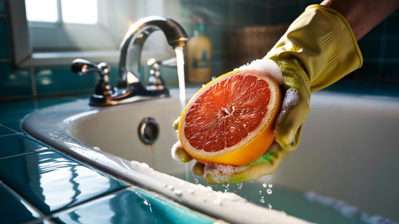 The grapefruit + salt scrub that cleans bathtubs naturally : how citric acid cuts soap scum effortlessly