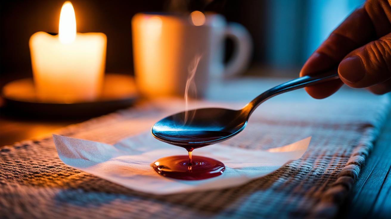 Illustration of a hot spoon applied over absorbent paper to melt candle wax and lift it from fabric