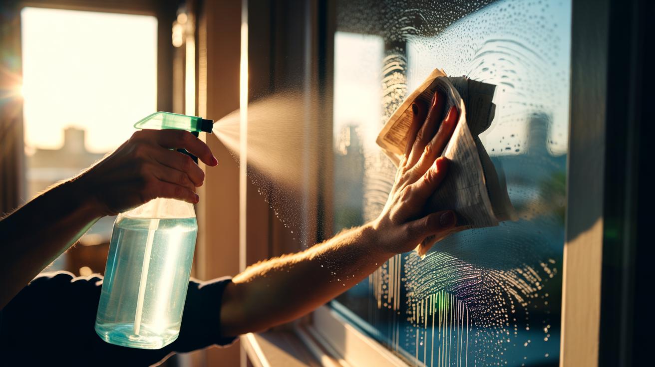 The newspaper + vinegar mix that cleans windows streak-free : how paper fibres absorb residue perfectly