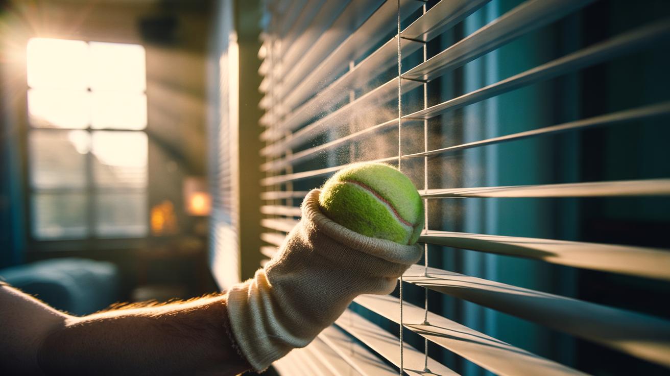 The old sock + tennis ball that dusts blinds perfectly : how static grabs every speck of dust