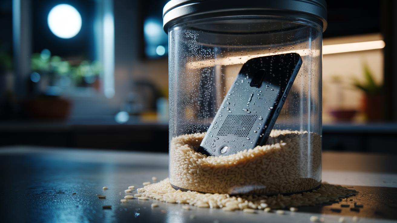 The rice trick that dries wet phones safely overnight : how grains pull moisture from tiny crevices