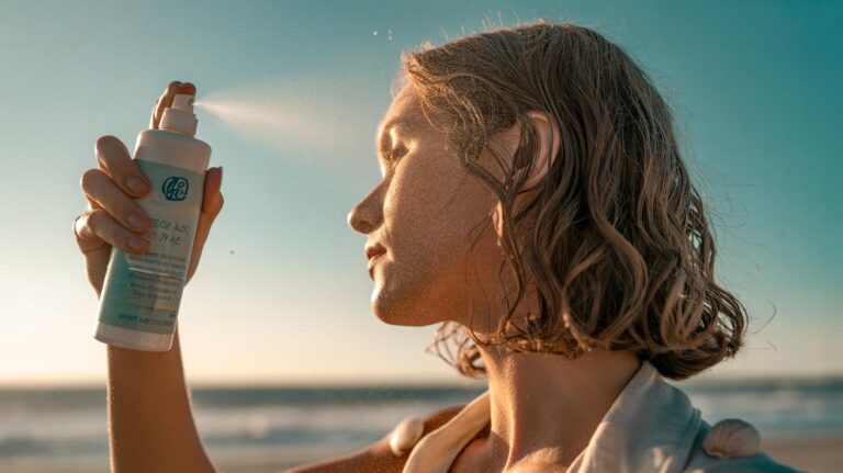 Illustration of sea salt spray texturising hair to create beach waves without the sea