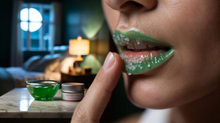 Illustration of a sugar and aloe lip scrub used to exfoliate and hydrate cracked lips overnight