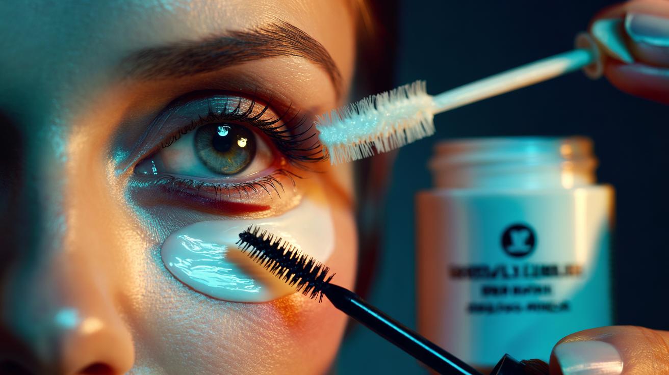Illustration of Vaseline being applied to eyelashes to stop mascara flaking and lock pigment all day