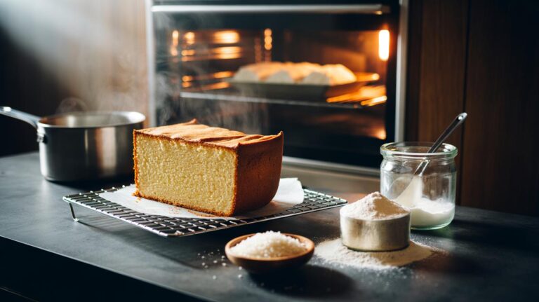 Illustration of baking moist cakes using rice flour, rice water, and an oven steam assist