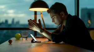 Illustration of a person using a five-second pattern interruption to break an automatic bad habit