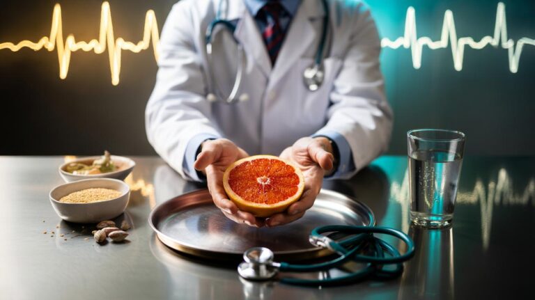 Illustration of grapefruit as a doctor-endorsed fruit that helps lower LDL cholesterol in seven days