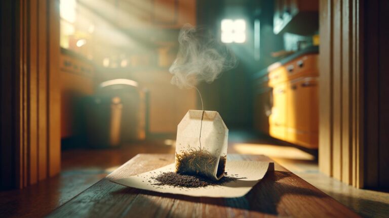 Illustration of a dry tea bag used to neutralise tough household odours quickly