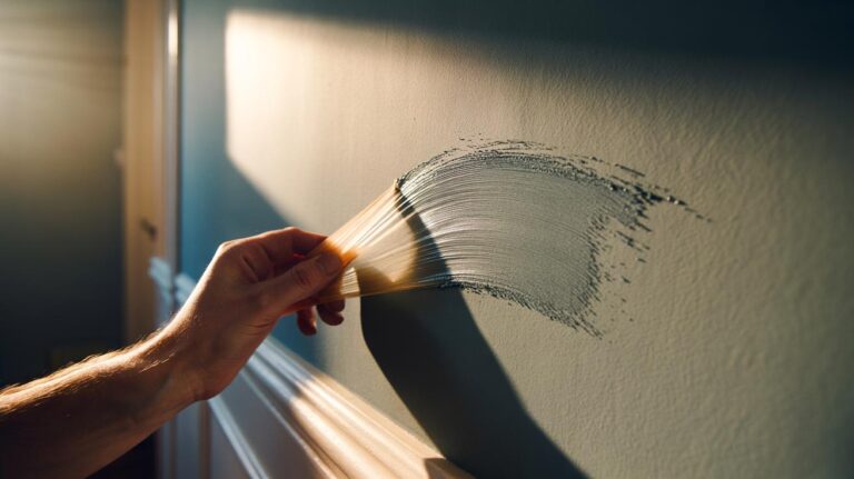 Illustration of a rubber band being used to remove scuff marks from a painted wall without scratching.