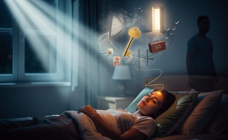 Illustration of decoding dreams and the meanings of common dream symbols