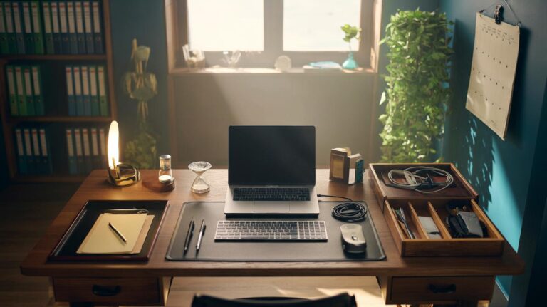 Illustration of the 6-2-1 method for a perfectly organized home office