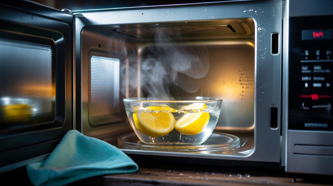Lemon wedge kamikazes clean dirty microwave : natural acids dislodge splatters in under a minute