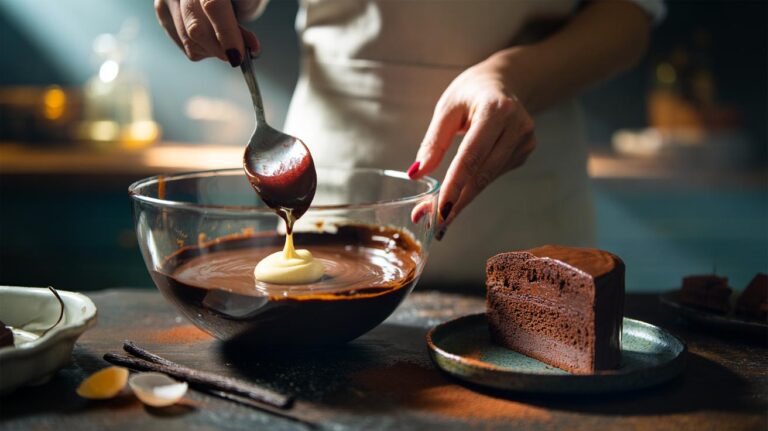 Illustration of mayonnaise being incorporated into cake batter to lock in moisture and keep the cake fresh for longer