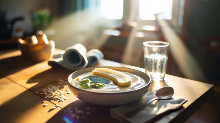 Illustration of a banana-based breakfast recommended by nutritionists for instant morning energy