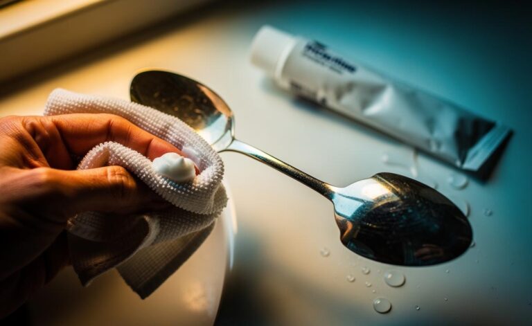 Illustration of polishing silver with toothpaste to restore shine in less than a minute