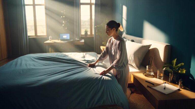 Illustration of making your bed every morning to improve mental health and decision-making