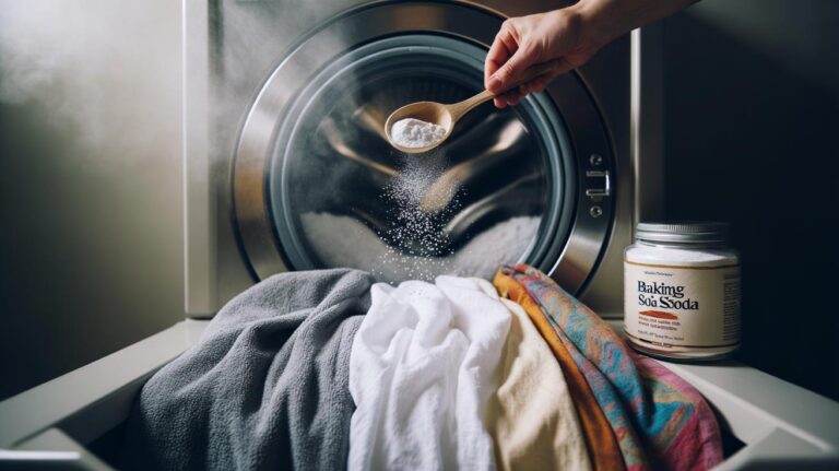 Illustration of baking soda rapidly removing fabric dullness