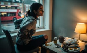 Illustration of the symptoms of vitamin D deficiency, highlighting fatigue, bone pain, low mood, and recurrent infections