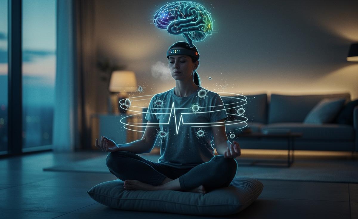 Illustration of the science-backed benefits of meditation