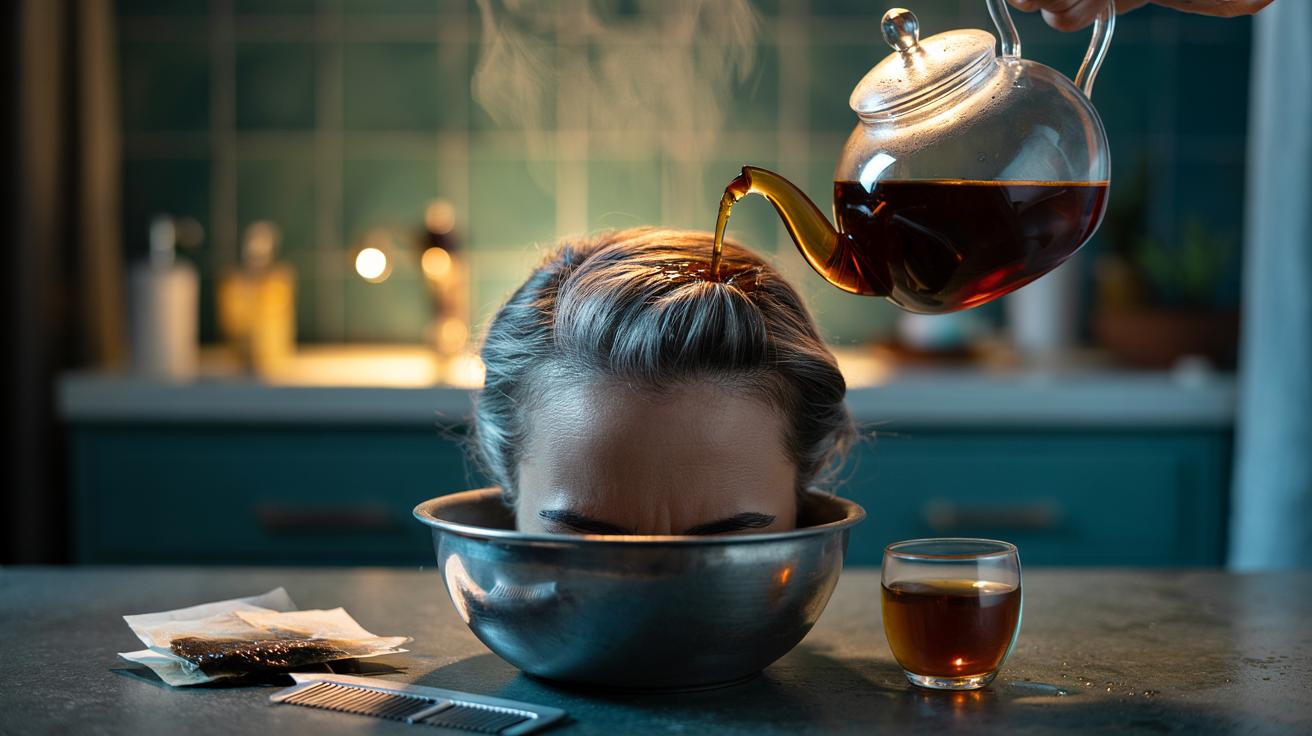 The black tea rinse that darkens grey roots temporarily : how tannins dye for days