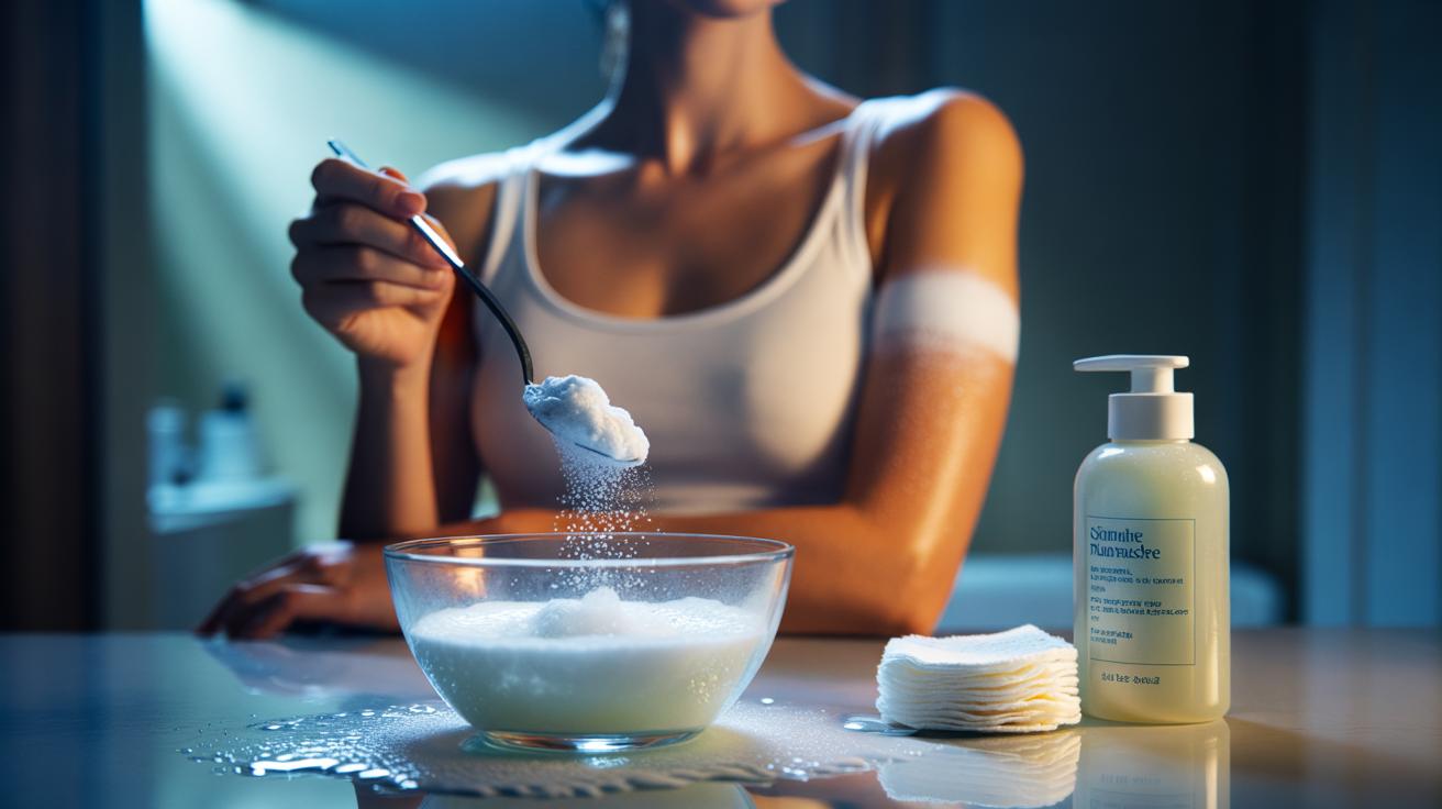 Illustration of cold milk and baking soda creating a gentle fizz to lift darkness from yellow underarms