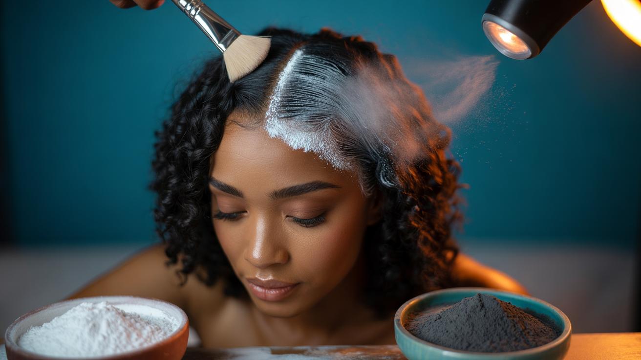 The cornstarch + charcoal dry shampoo for black hair : how it disappears completely