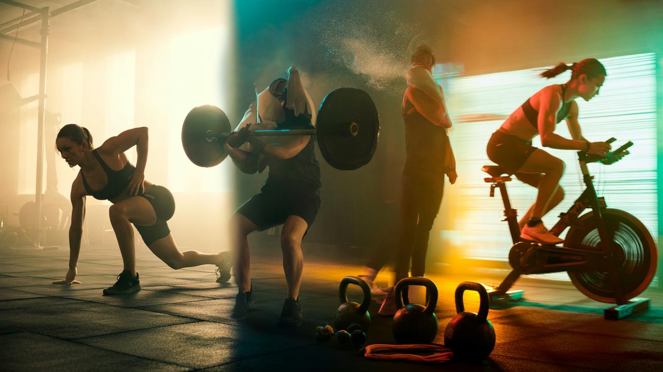 Illustration of the 5-5-10 fitness rule: five minutes of mobility, five compound movements, and a ten-minute conditioning finisher