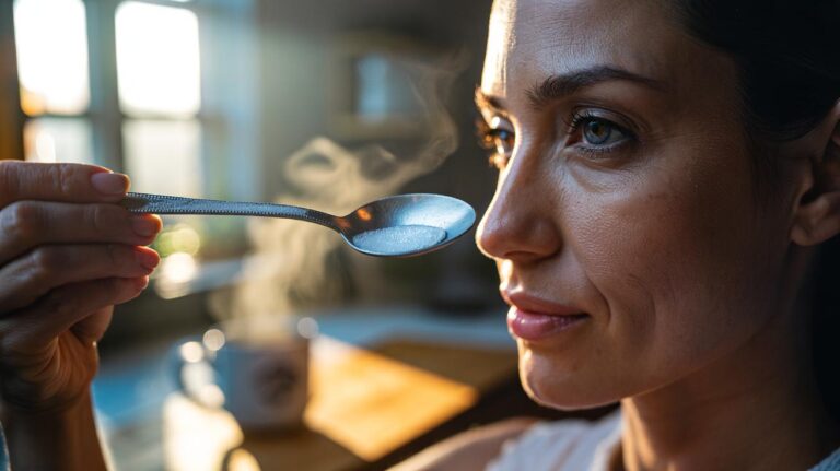 Illustration of the frozen spoon trick that erases under-eye bags before coffee