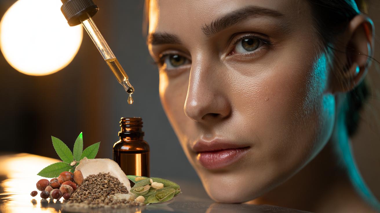 Illustration of the jojoba oil mix that mimics skin's sebum and balances oily and dry areas