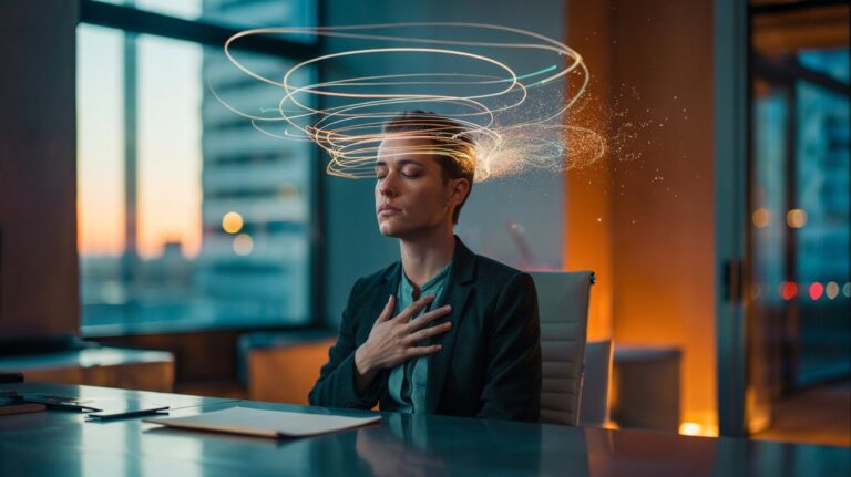 Illustration of the “Label and Let Go” method that stops overthinking loops in 30 seconds