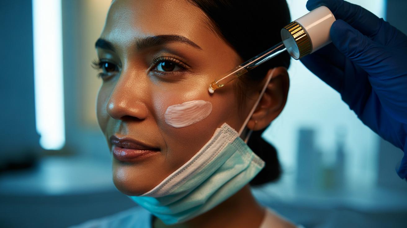 Illustration of the niacinamide and zinc oxide sunscreen routine dermatologists use to stop maskne