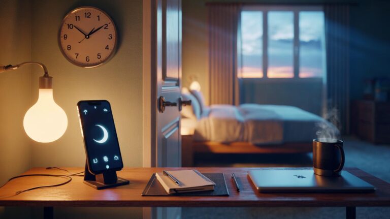 Illustration of a smartphone set to Do Not Disturb at 9 p.m. to help reclaim three productive hours per day