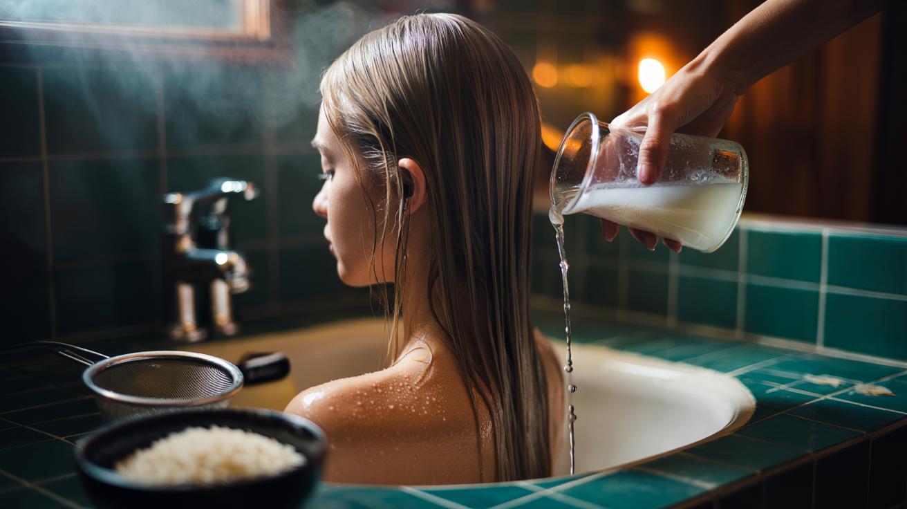 The rice water final rinse that makes hair silky straight : how starch weighs flyaways down