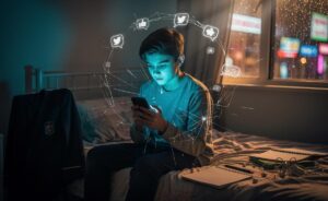 Illustration of the shocking impact of social media on teen mental health