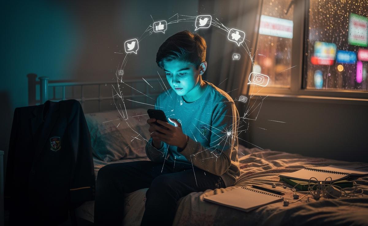 Illustration of the shocking impact of social media on teen mental health