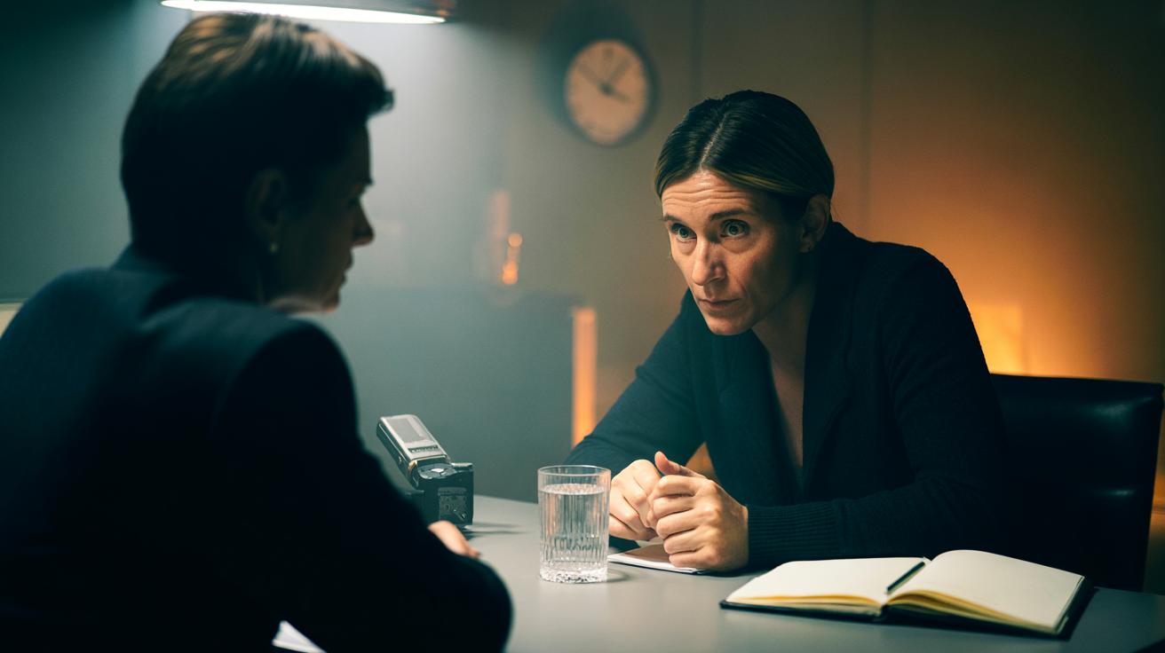 Illustration of the silent four-second stare that makes people nervous and spill the truth