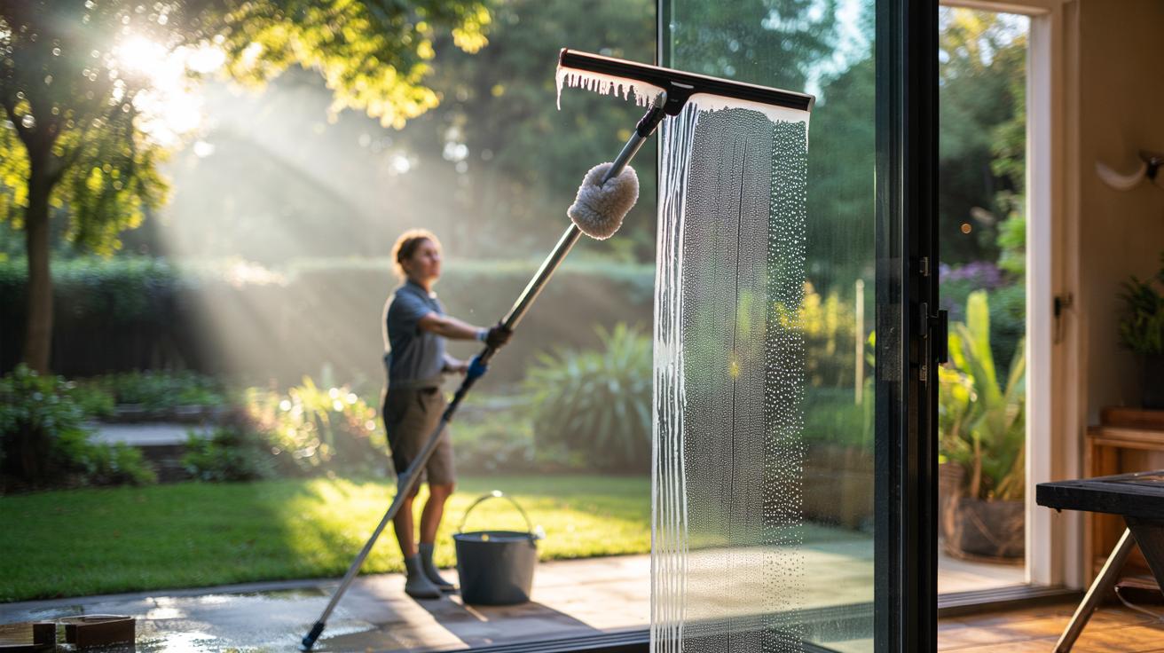 The Squeegee + Sock Hack That Cleans Patio Doors Without Streaks or Ladders
