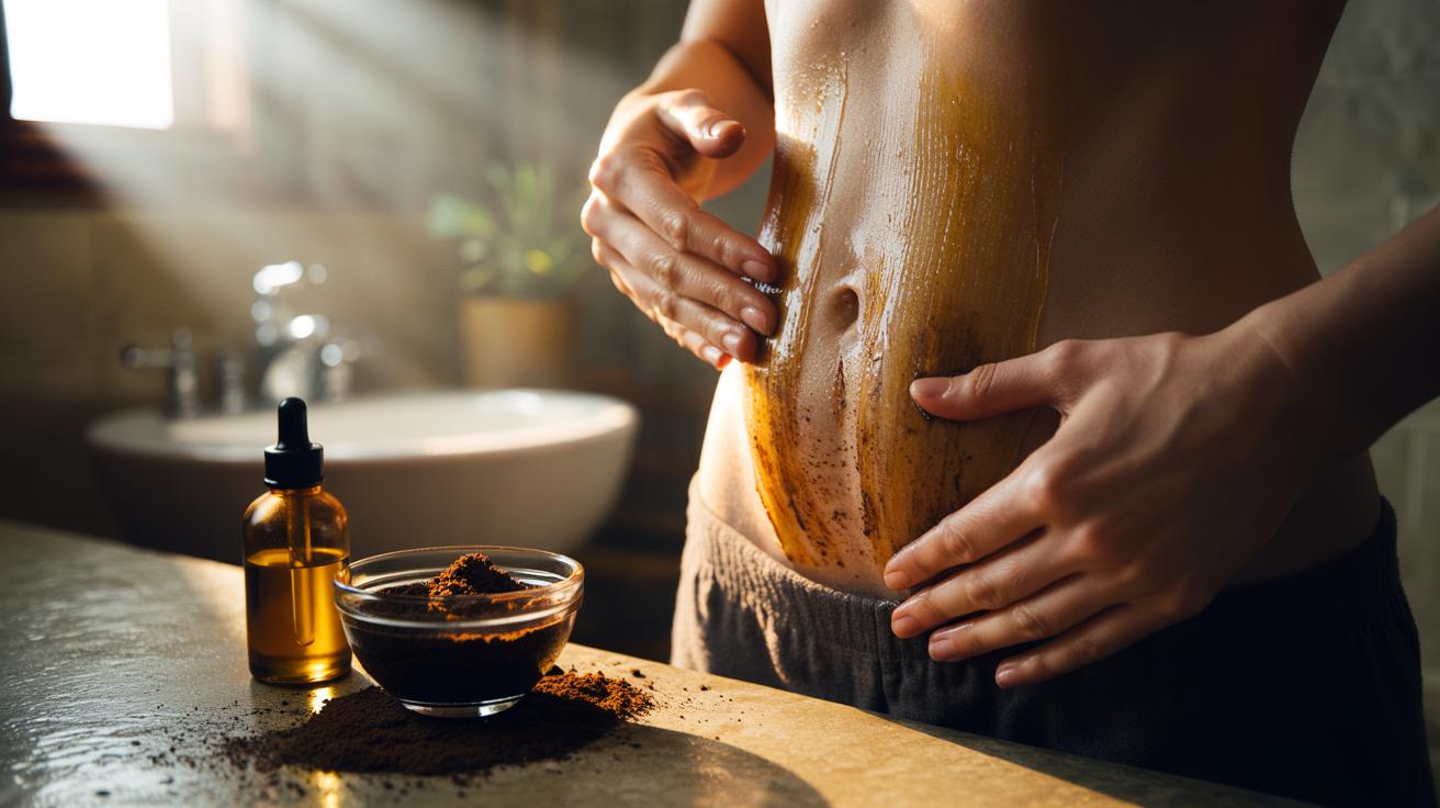 The used coffee grounds + oil that fades stretch marks : how caffeine improves elasticity