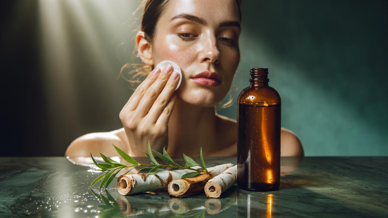 Illustration of a willow bark toner that exfoliates like salicylic acid to gently clear acne