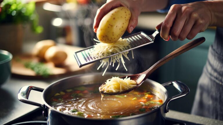 Illustration of thickening soups with potato for perfect consistency in minutes