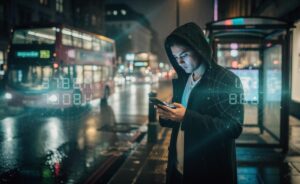 Illustration of repeating numbers such as 11:11, 222, and 333 appearing on digital clocks and phone screens, representing numerology and synchronicity