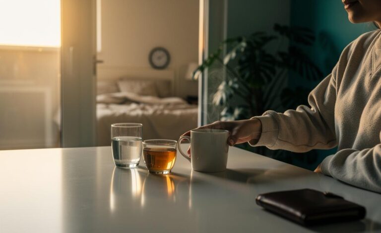 Illustration of what happens when you stop drinking coffee and the unexpected effects on energy, sleep, mood, and digestion